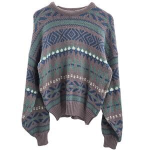 Scandia Mens Vintage USA 80s 90s Nordic Fair Isle Cabin Grandpa Indie Sweater M
